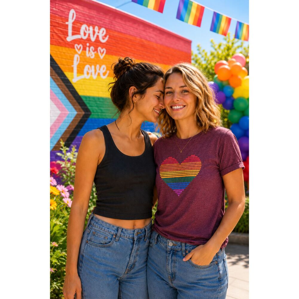 Rainbow Heart Graphic Tee Large